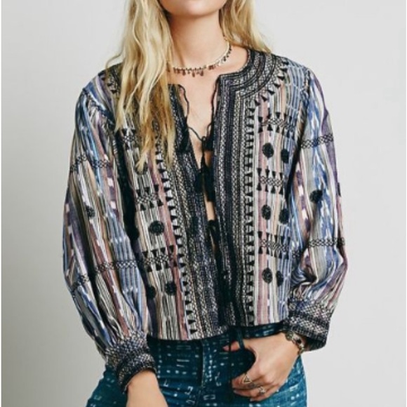 FREE PEOPLE EMBROIDERED BATIK SHIRT/ JACKET - Picture 1 of 10